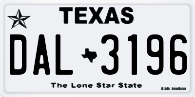 TX license plate DAL3196