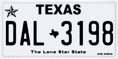 TX license plate DAL3198