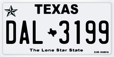 TX license plate DAL3199