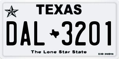 TX license plate DAL3201