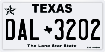 TX license plate DAL3202