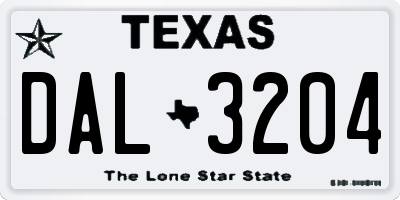TX license plate DAL3204