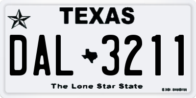 TX license plate DAL3211