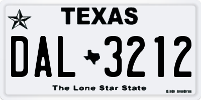 TX license plate DAL3212