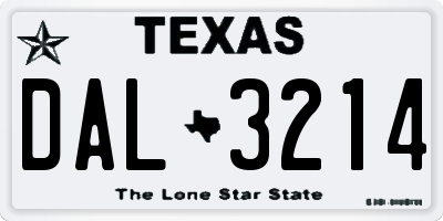 TX license plate DAL3214