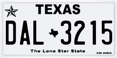 TX license plate DAL3215