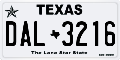 TX license plate DAL3216