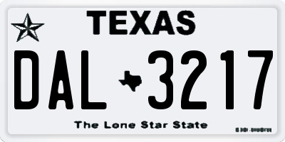 TX license plate DAL3217