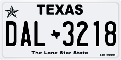 TX license plate DAL3218