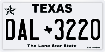 TX license plate DAL3220