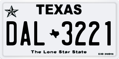 TX license plate DAL3221