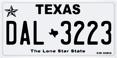 TX license plate DAL3223