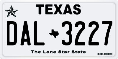 TX license plate DAL3227