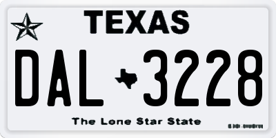 TX license plate DAL3228