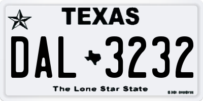 TX license plate DAL3232