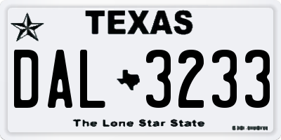 TX license plate DAL3233