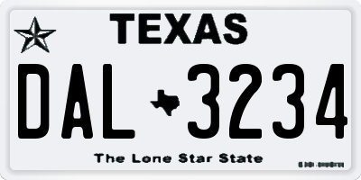 TX license plate DAL3234