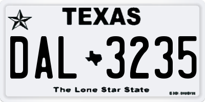 TX license plate DAL3235
