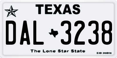 TX license plate DAL3238