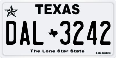 TX license plate DAL3242