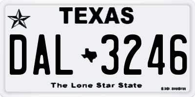 TX license plate DAL3246