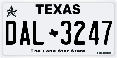 TX license plate DAL3247