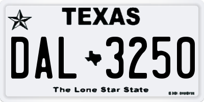TX license plate DAL3250