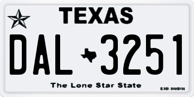 TX license plate DAL3251