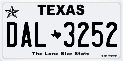 TX license plate DAL3252