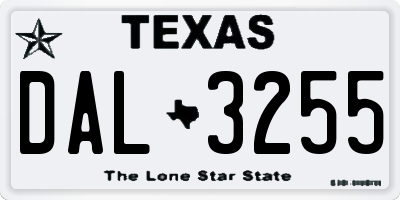 TX license plate DAL3255