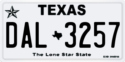 TX license plate DAL3257