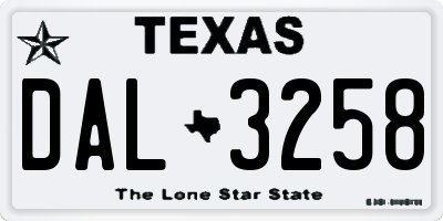 TX license plate DAL3258