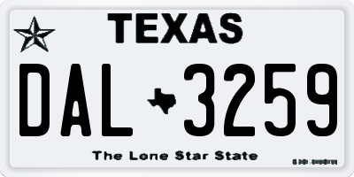 TX license plate DAL3259