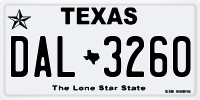 TX license plate DAL3260