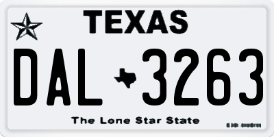 TX license plate DAL3263