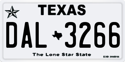 TX license plate DAL3266