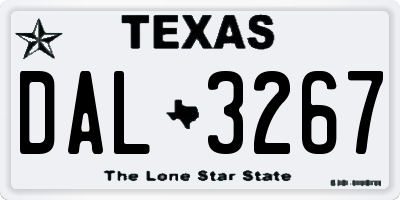 TX license plate DAL3267