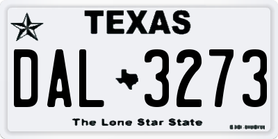 TX license plate DAL3273