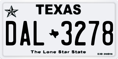 TX license plate DAL3278
