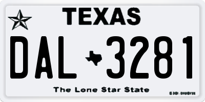 TX license plate DAL3281