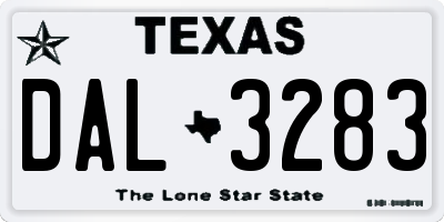 TX license plate DAL3283