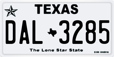 TX license plate DAL3285