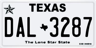 TX license plate DAL3287