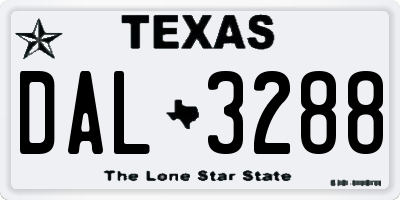 TX license plate DAL3288
