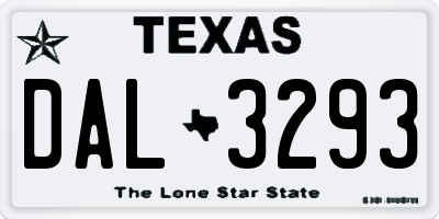 TX license plate DAL3293