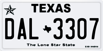 TX license plate DAL3307