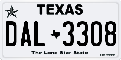 TX license plate DAL3308