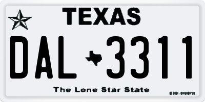 TX license plate DAL3311