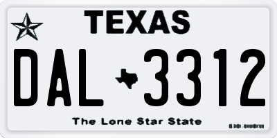 TX license plate DAL3312