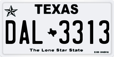 TX license plate DAL3313
